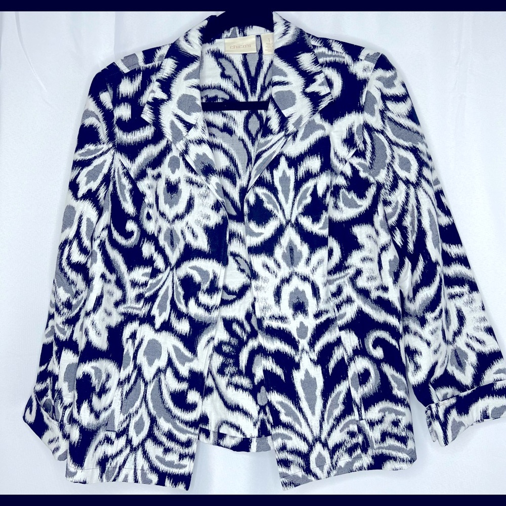 Chicos Blue Cotton Blazer M
